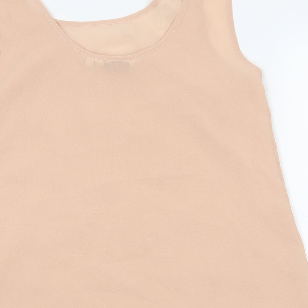 New Look Womens Beige Polyester Jersey Tank Size 8 Round Neck