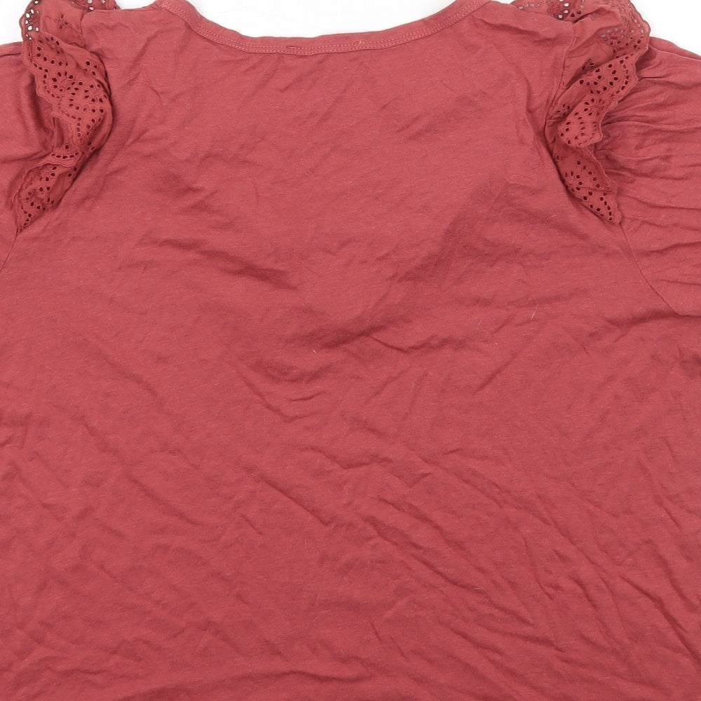 New Look Womens Pink Modal Basic T-Shirt Size 12 Round Neck