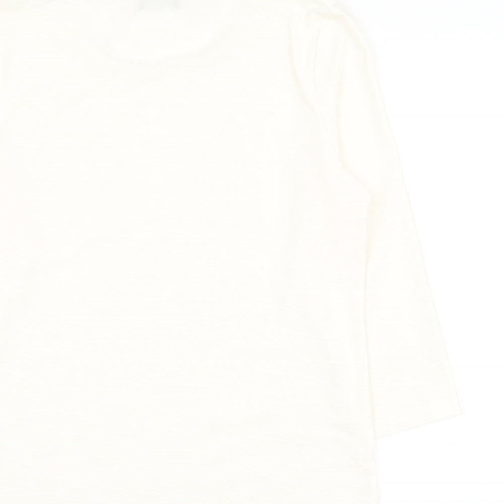 Klass Womens White Geometric Polyester Basic Blouse Size M Round Neck