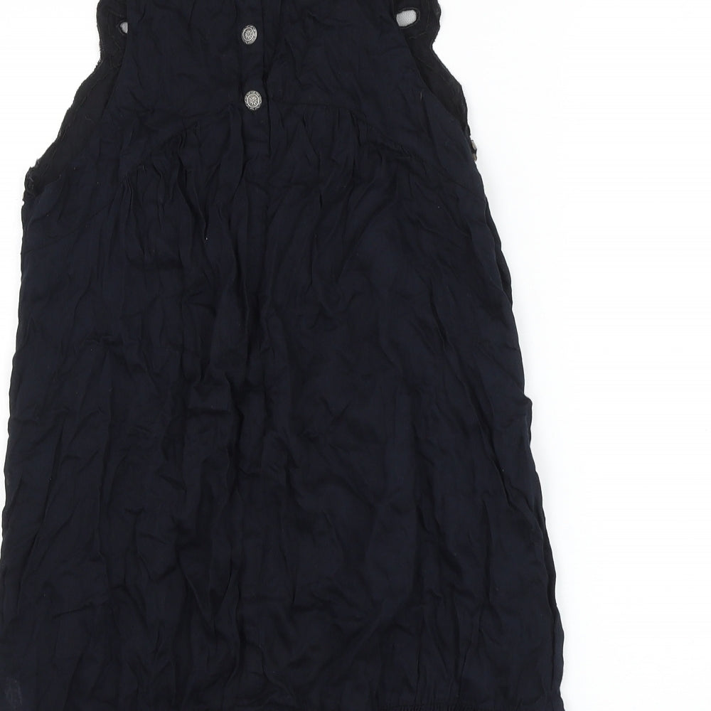Lefties Womens Blue Viscose Shift Size M Scoop Neck Button