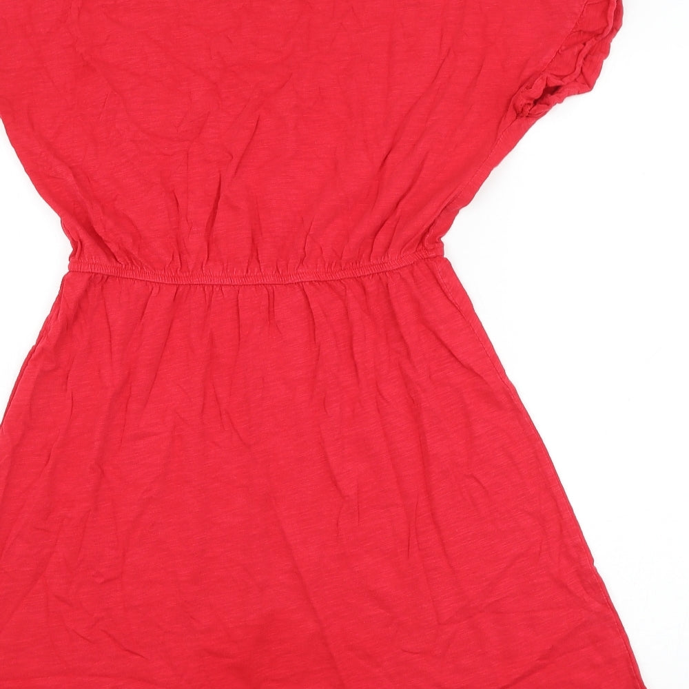 H&M Womens Red Cotton Shift Size S Round Neck Pullover