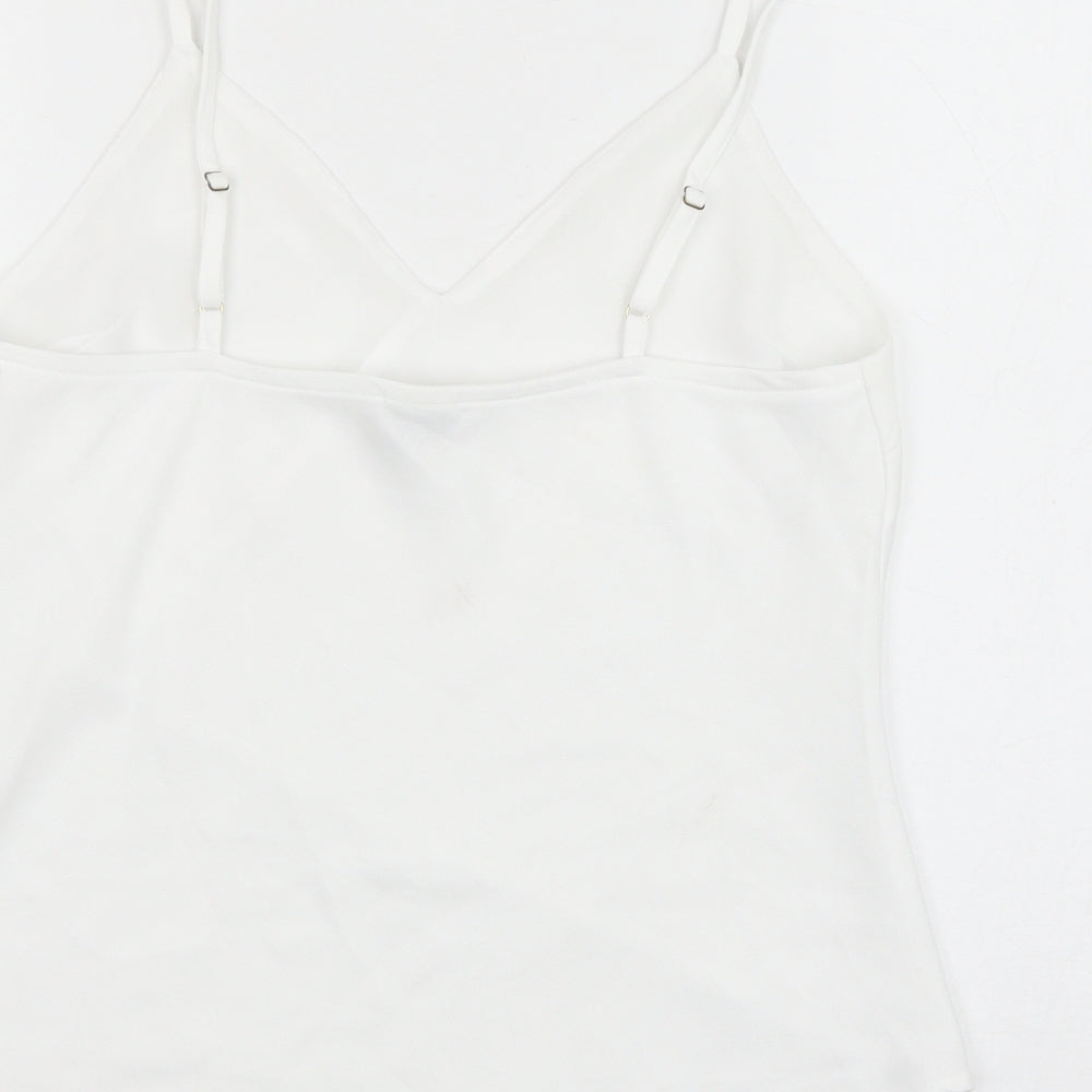 River Island Womens White Polyester Camisole Tank Size 8 V-Neck