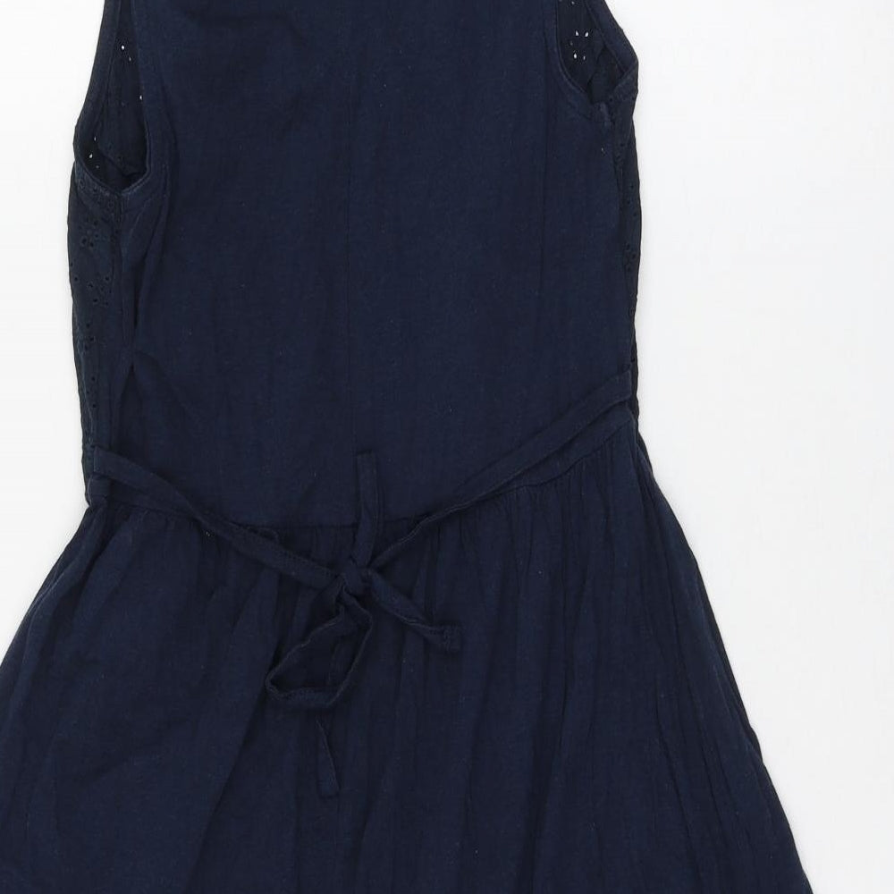 Atmosphere Womens Blue Geometric Cotton Skater Dress Size 8 Round Neck Pullover