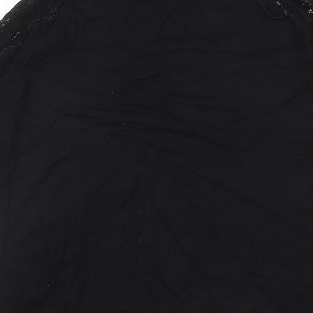 Per Una Womens Black Round Neck Cotton Pullover Jumper Size 12 - Lace