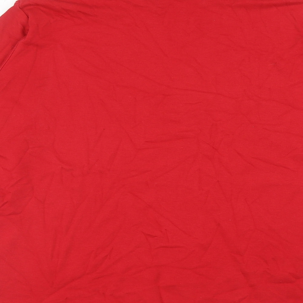 Isle Womens Red Cotton Basic T-Shirt Size L Roll Neck