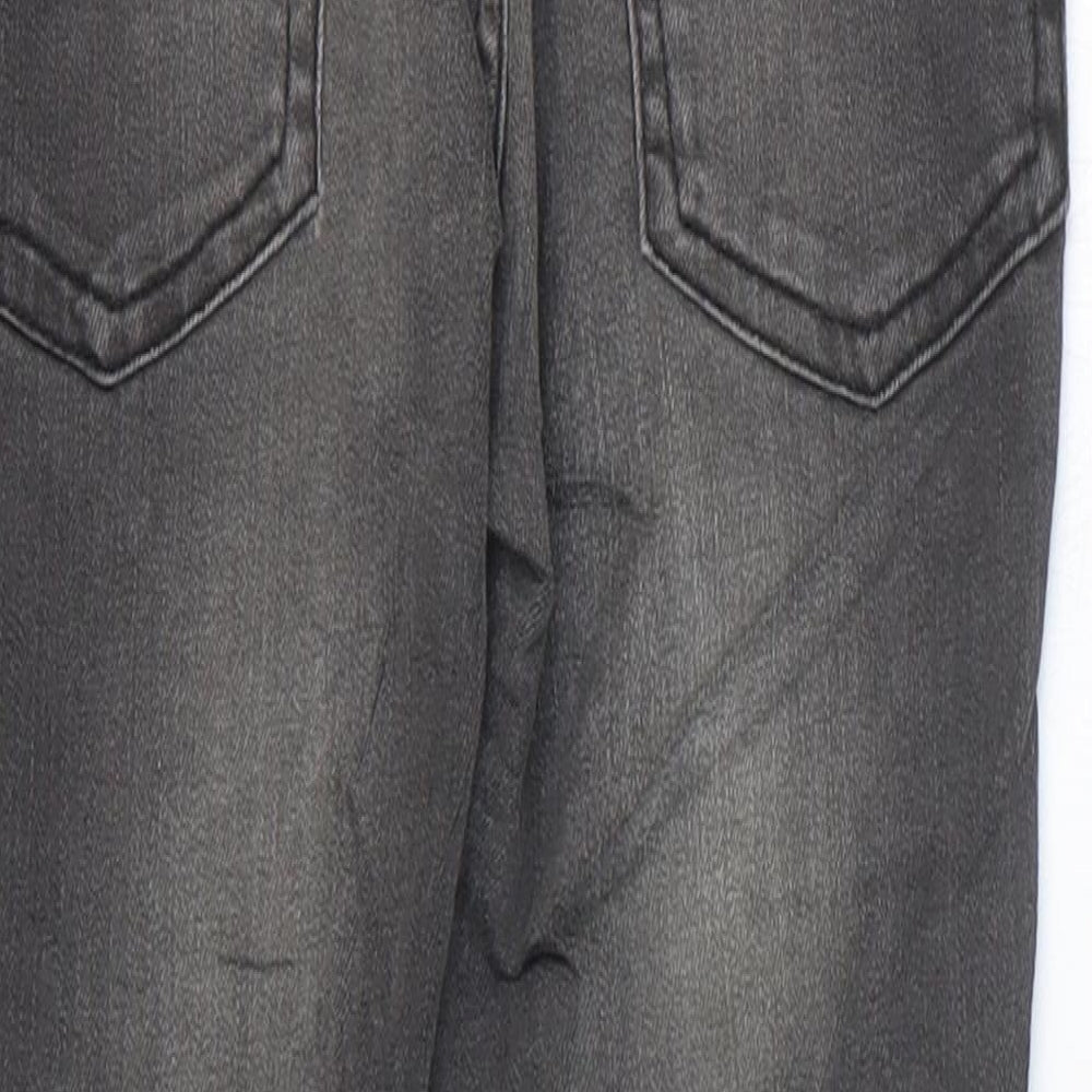 Marks & Spencer Girls Grey Cotton Skinny Jeans Size 6-7 Years Regular Zip