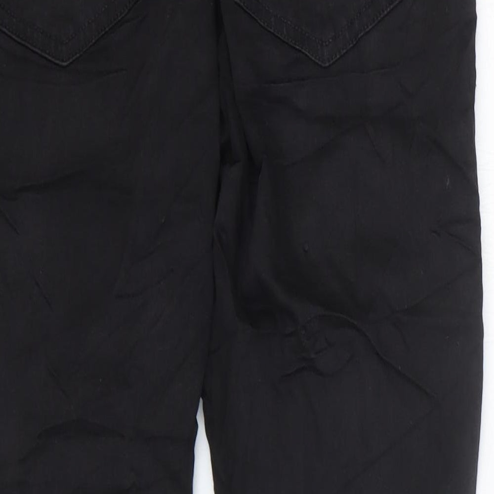 Marks and Spencer Womens Black Cotton Skinny Jeans Size 12 L25 in Slim Zip