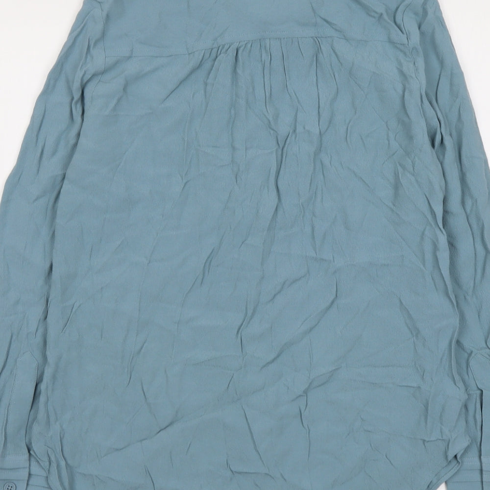 Marks & Spencer Womens Blue Viscose Basic Button-Up Size 6 Collared