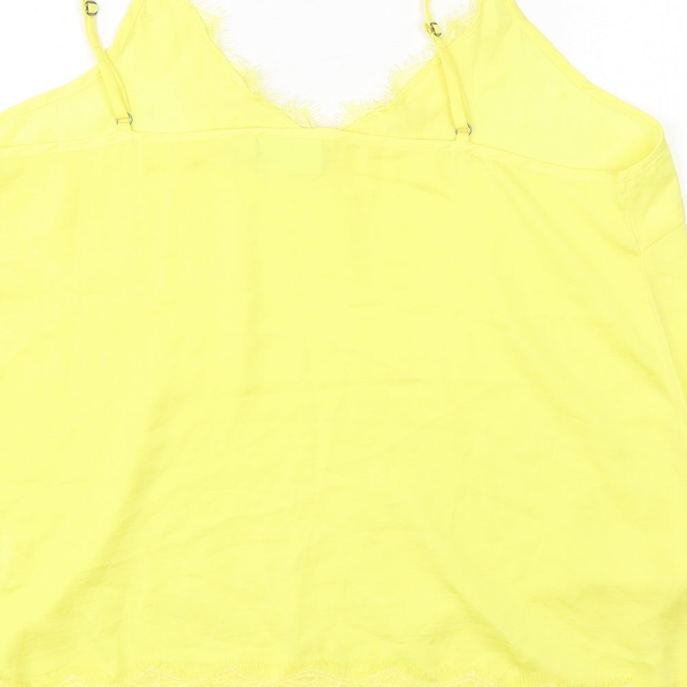Saint Tropez Clothing Womens Yellow Polyester Camisole Tank Size L Scoop Neck - Lace Detail