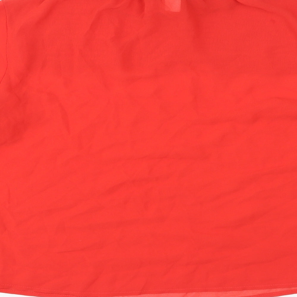 Monki Womens Red Polyester Basic Blouse Size XS High Neck
