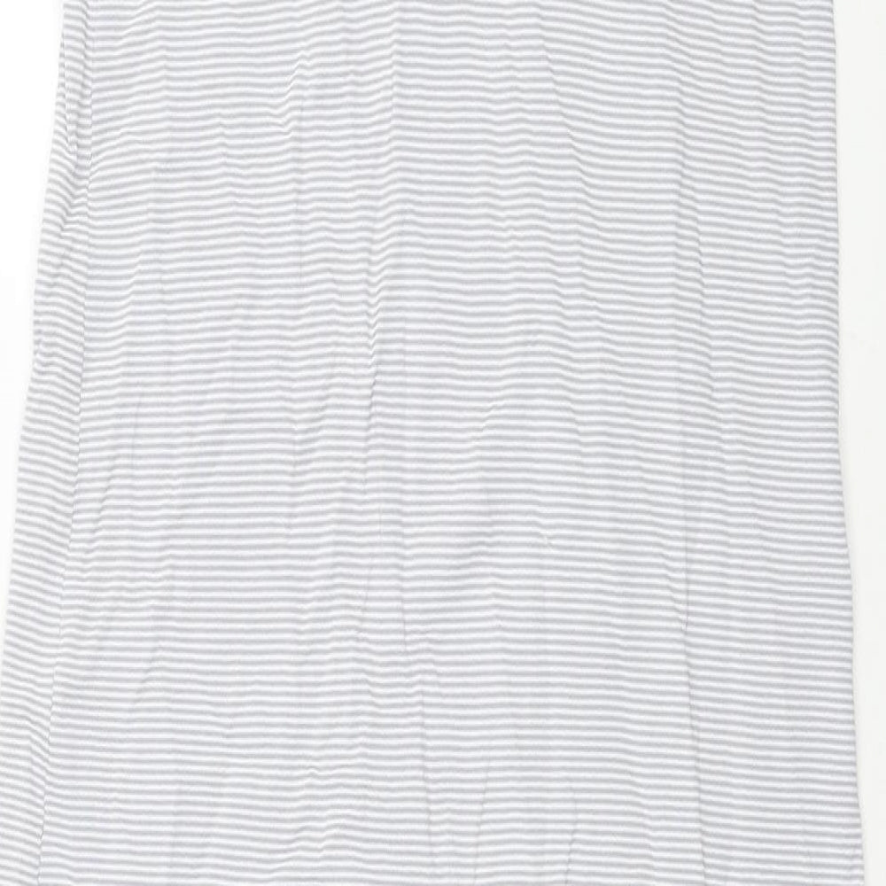 Zara Womens Grey Striped Viscose Tank Dress Size S V-Neck Pullover
