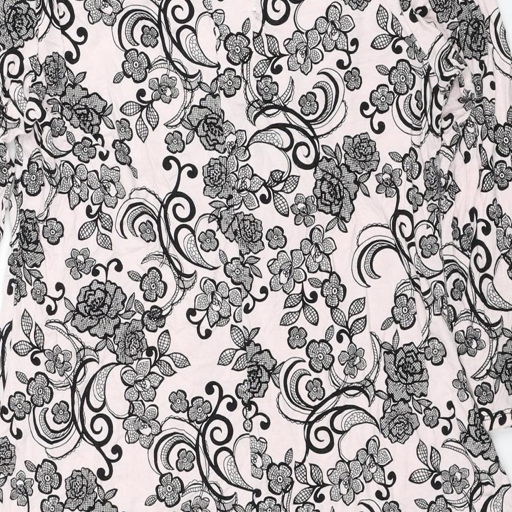 BHS Womens Pink Paisley Viscose Basic Blouse Size 14 V-Neck