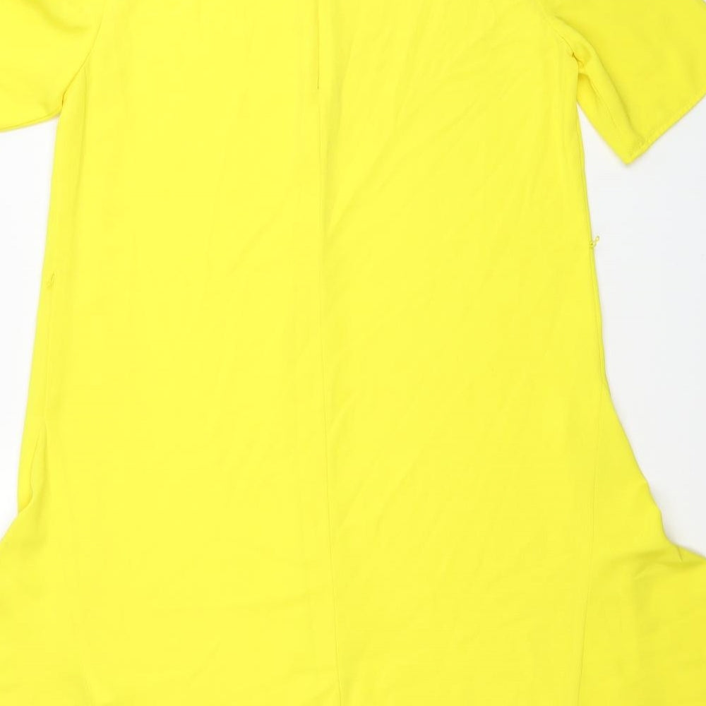 Warehouse Womens Yellow Polyester A-Line Size 10 Round Neck Zip