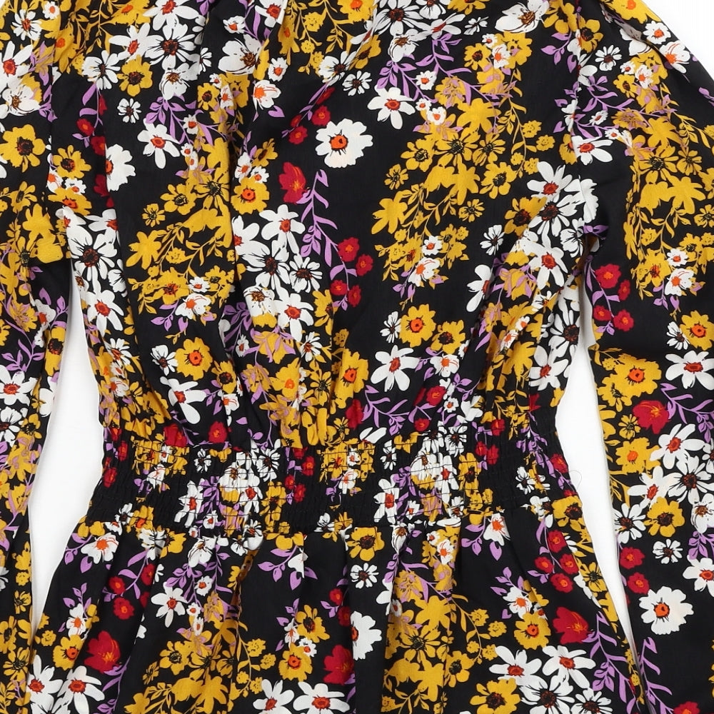 Outrageous Womens Multicoloured Floral Polyester Tunic Blouse Size 12 Round Neck