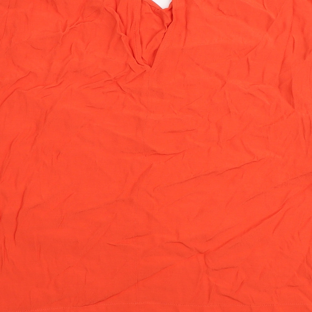 River Island Womens Orange Viscose Basic T-Shirt Size 14 Round Neck