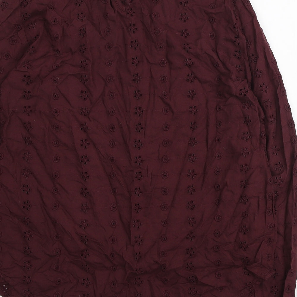 H&M Womens Purple Geometric Viscose Basic Blouse Size 10 Mock Neck