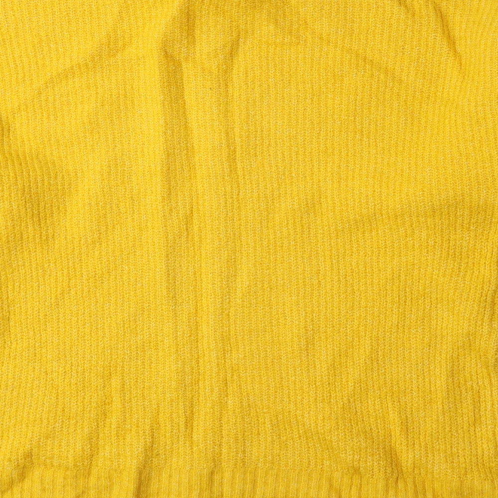 New Look Womens Yellow Mock Neck Acrylic Pullover Jumper Size S