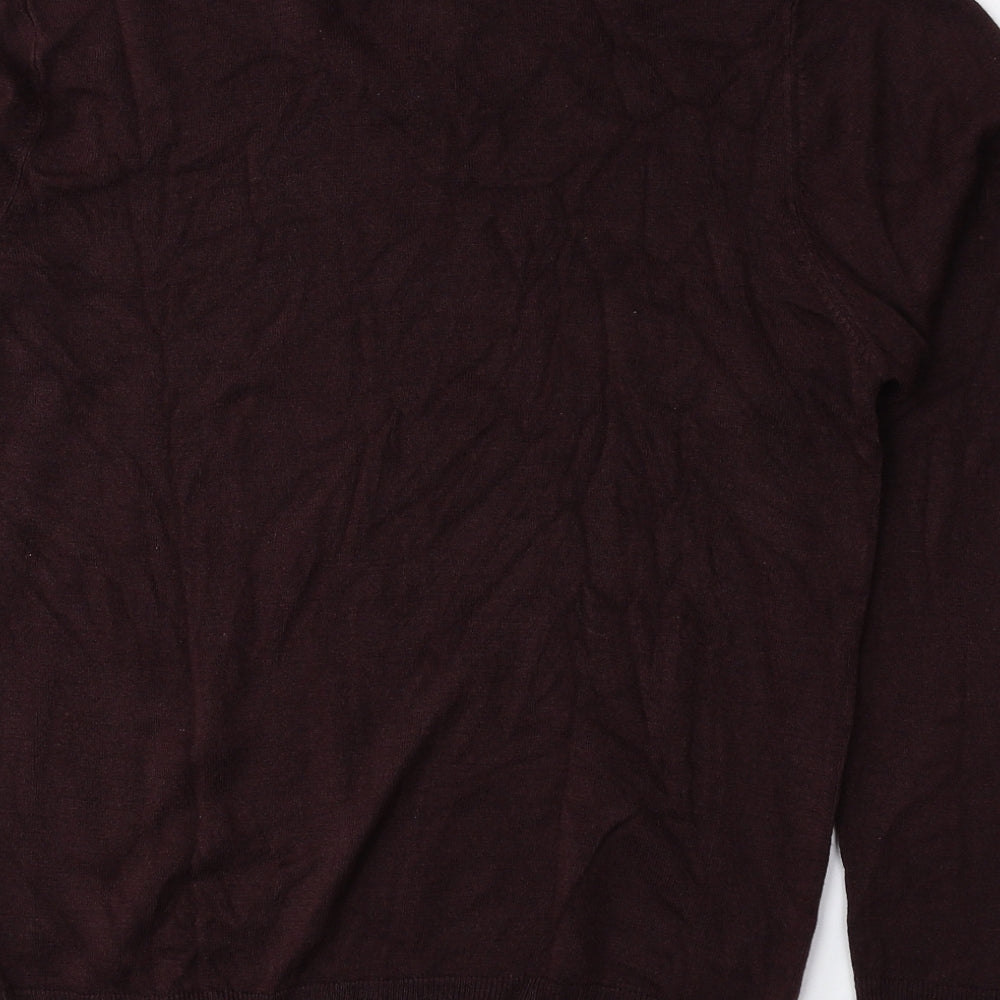 Marks & Spencer Mens Purple V-Neck Acrylic Pullover Jumper Size M