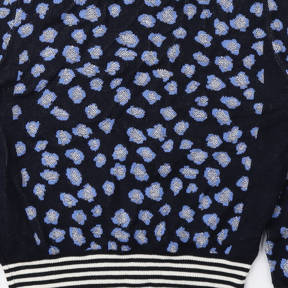 Per Una Womens Blue Round Neck Geometric Viscose Pullover Jumper Size 10
