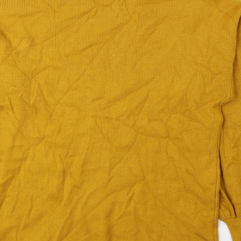 Peacocks Womens Yellow High Neck Viscose Pullover Jumper Size 14