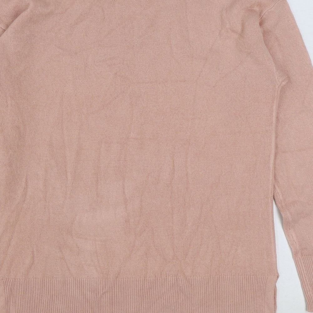 Matalan Womens Pink Mock Neck Acrylic Pullover Jumper Size 8