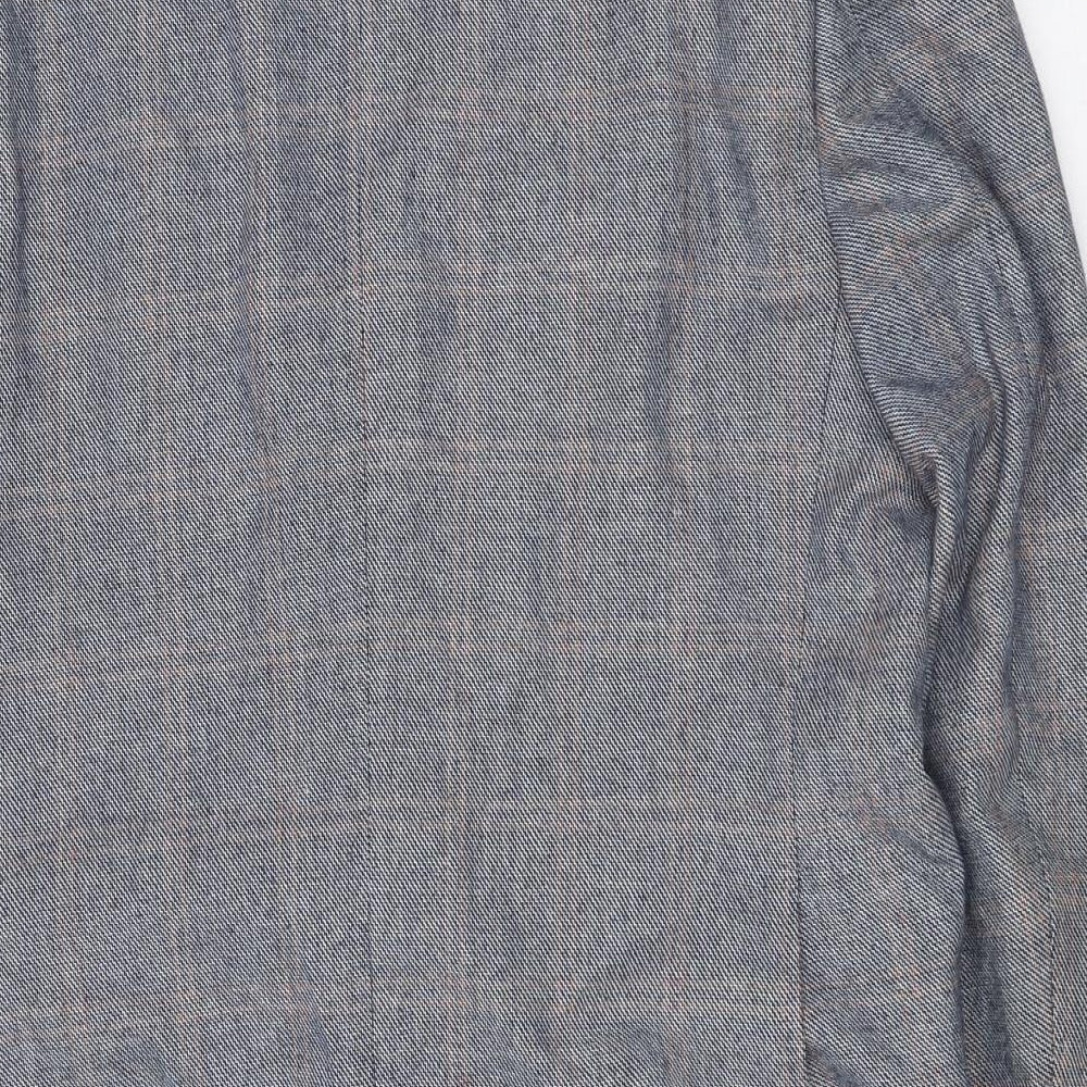 John Collins Mens Blue Check Jacket Blazer Size L Button