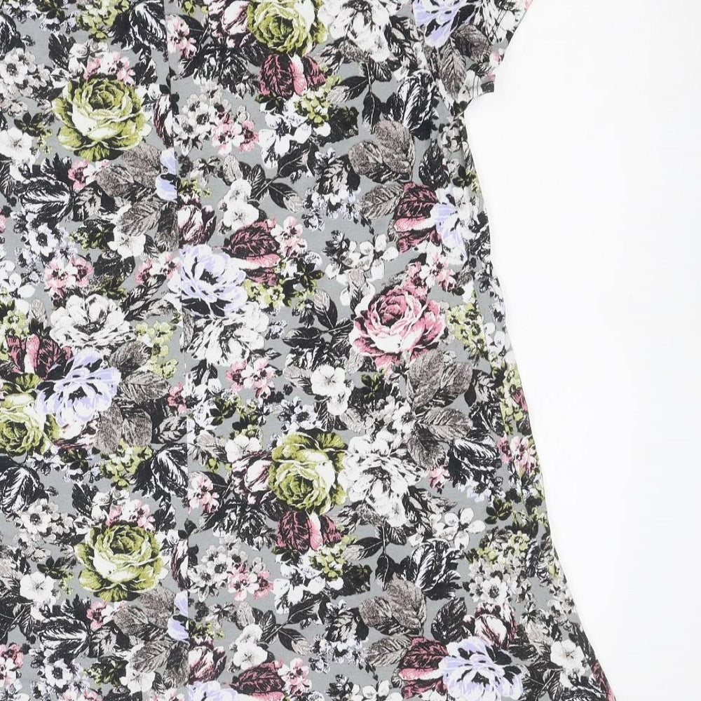 Marks & Spencer Womens Multicoloured Floral Polyester Basic Polo Size 10 Round Neck
