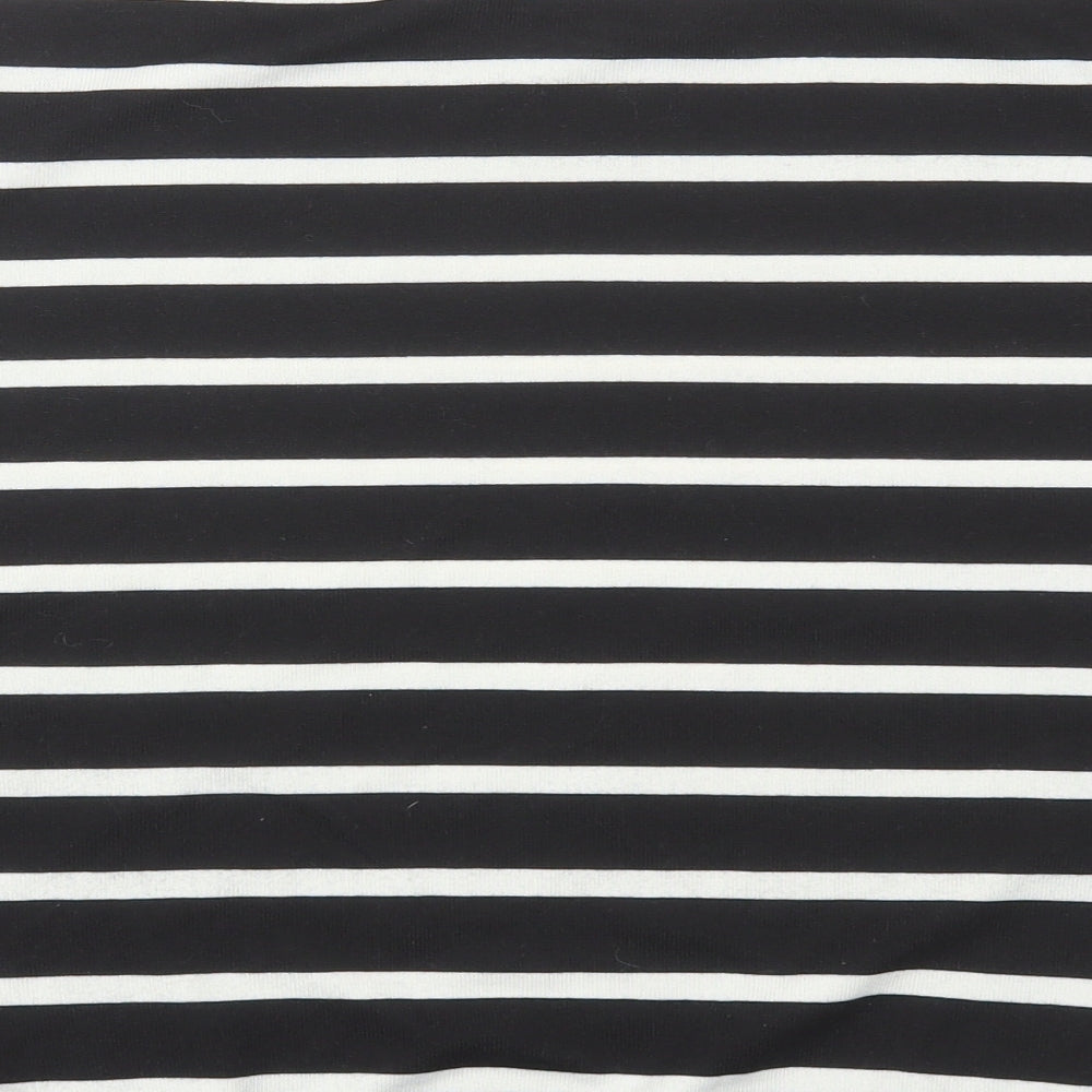 New Look Womens Black Crew Neck Striped Polyester Pullover Jumper Size S