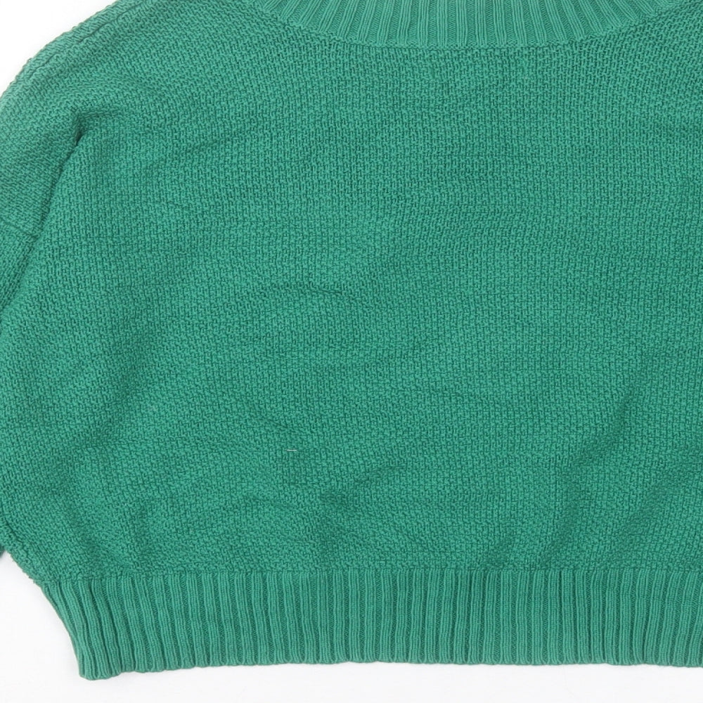 American Eagle Womens Green V-Neck Acrylic Pullover Jumper Size 2XS