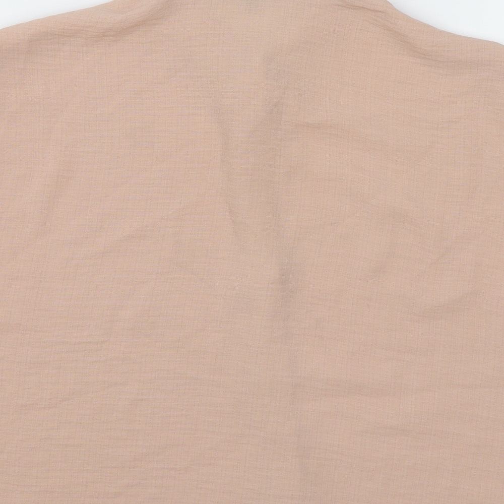 Peacocks Womens Pink Polyester Cropped Button-Up Size 10 Collared