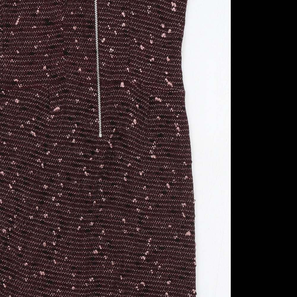 Therapy Womens Red Cotton A-Line Size 14 Boat Neck Zip