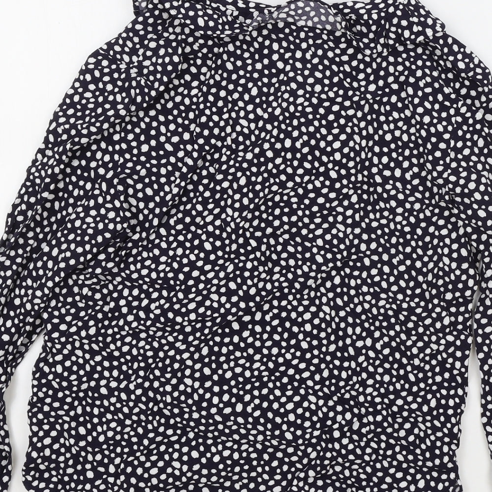 Marks & Spencer Womens Black Polka Dot Viscose Basic Blouse Size 6 V-Neck