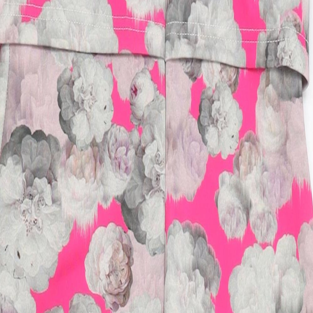 ASOS Womens Pink Floral Polyester Bodycon Size 8 Round Neck Zip
