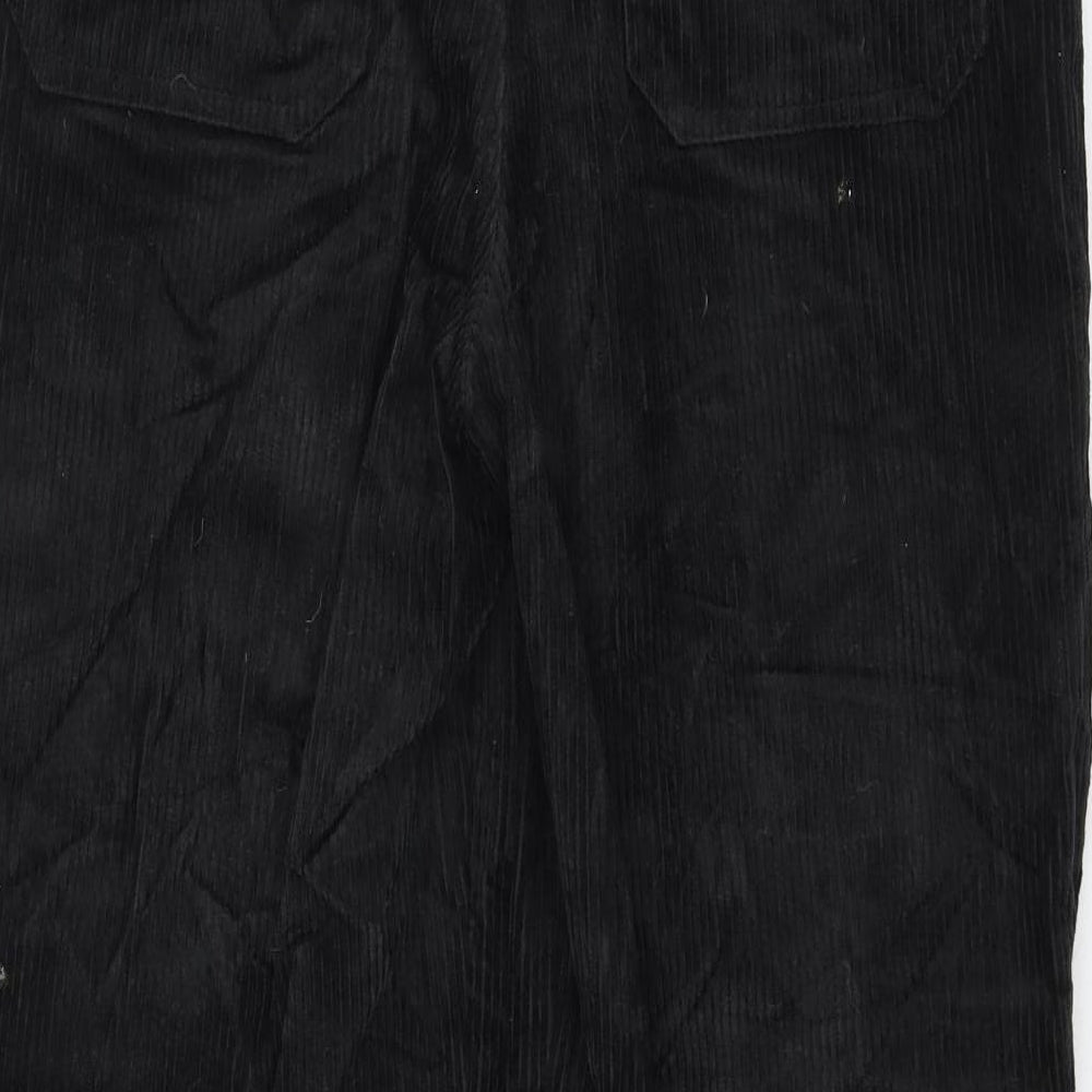 Monki Womens Black Cotton Trousers Size 12 L26 in Regular Zip