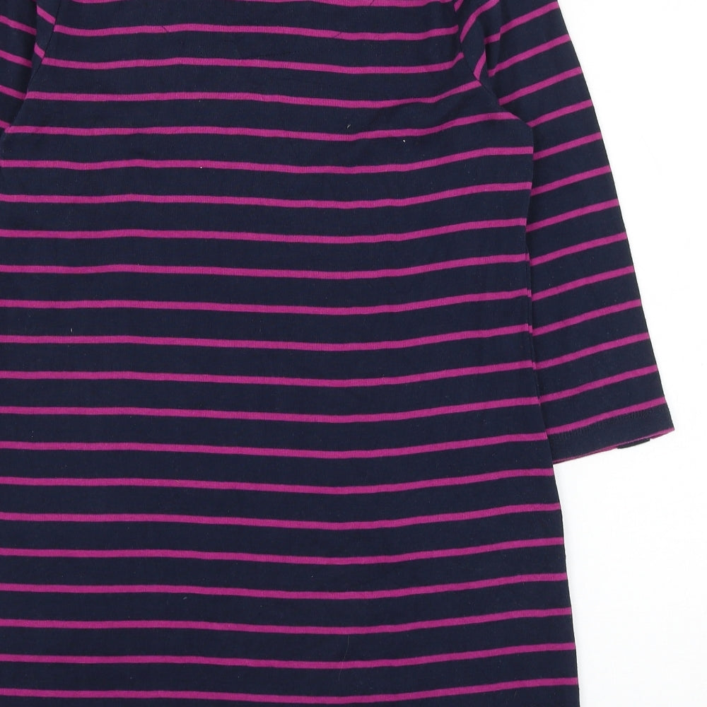 Bonmarché Womens Blue Round Neck Striped Polyester Pullover Jumper Size S