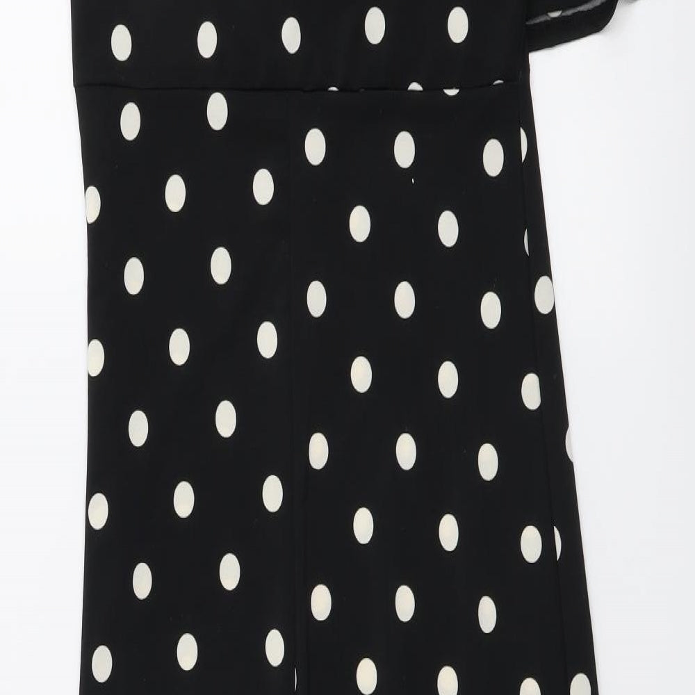 H&M Womens Black Polka Dot Polyester A-Line Size S Round Neck Pullover