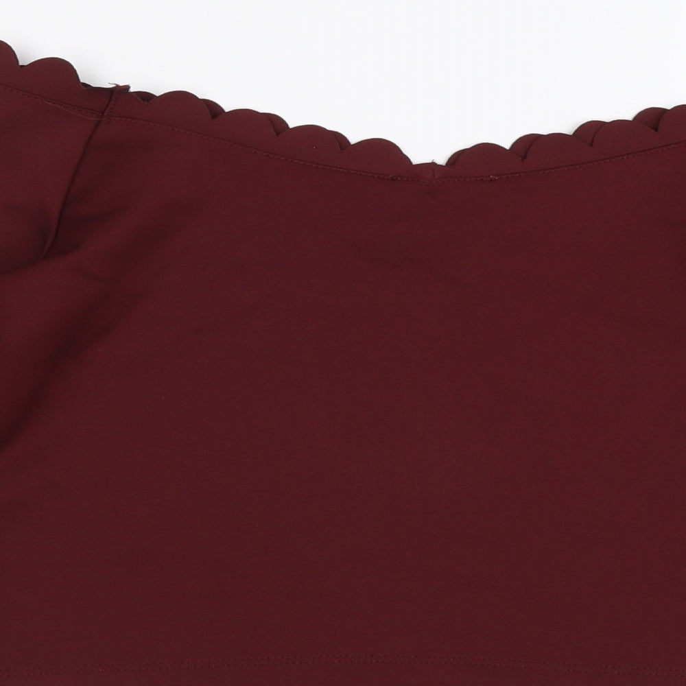 New Look Womens Red Polyester Cropped Blouse Size 12 Boat Neck