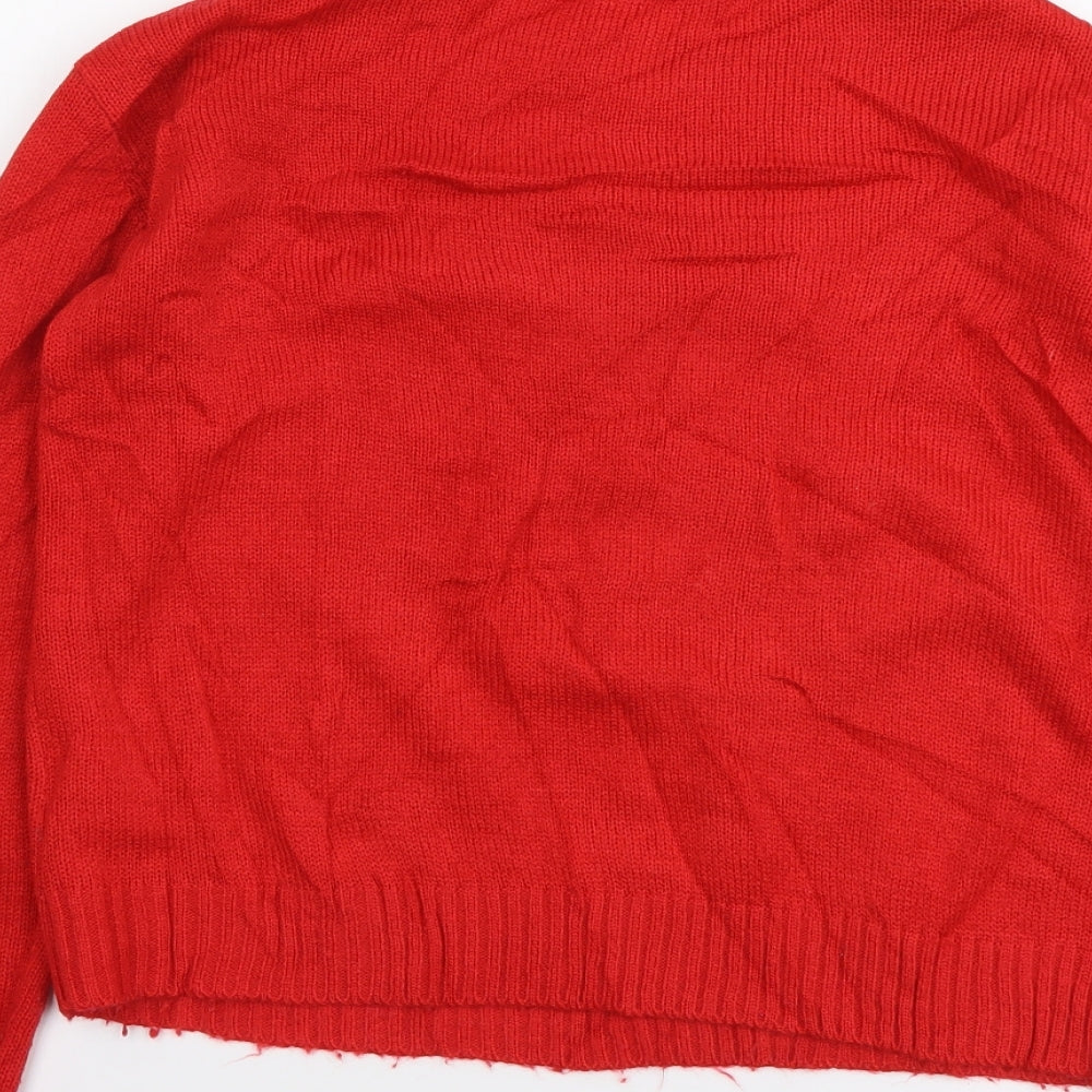 H&M Womens Red Round Neck Acrylic Pullover Jumper Size XS - How about snow?