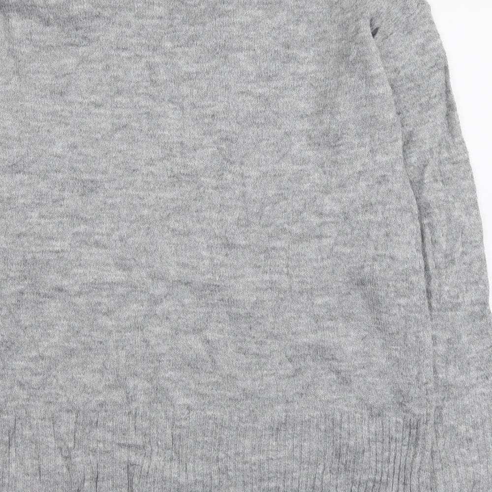 Dorothy Perkins Womens Grey Mock Neck Acrylic Pullover Jumper Size 8