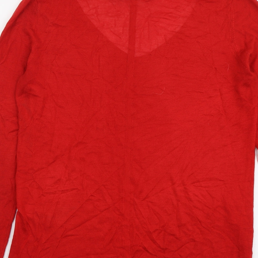 NEXT Womens Red V-Neck Viscose Pullover Jumper Size 10