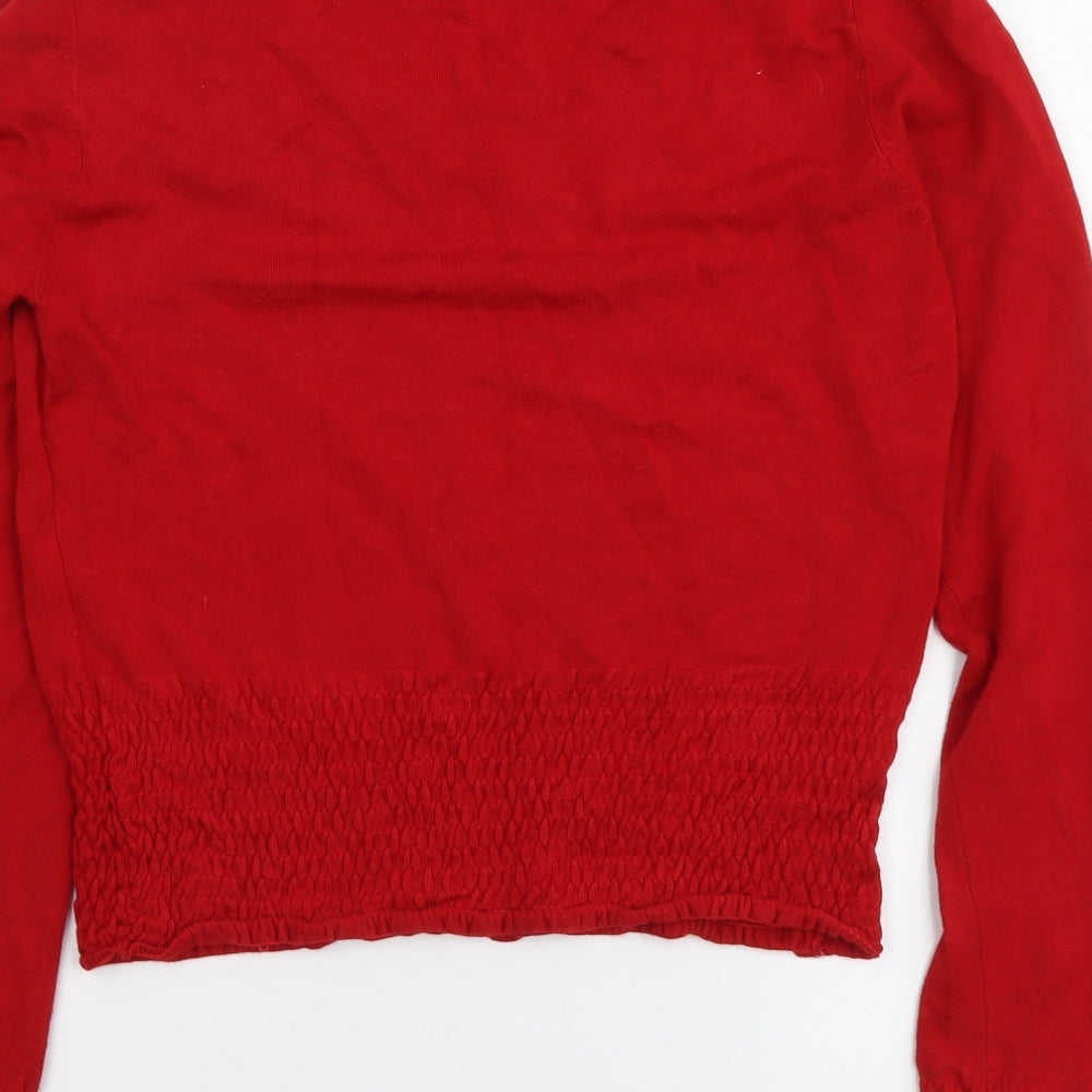 Liquid Womens Red Round Neck Viscose Pullover Jumper Size L
