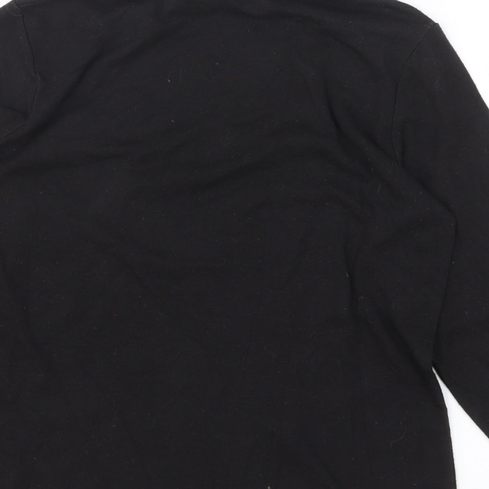 Emreco Womens Black Polyester Basic T-Shirt Size 12 Roll Neck