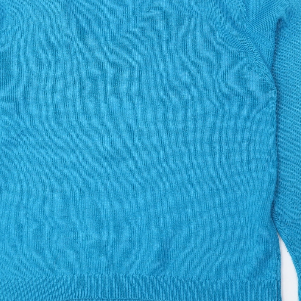 Editions Womens Blue V-Neck Acrylic Pullover Jumper Size 16