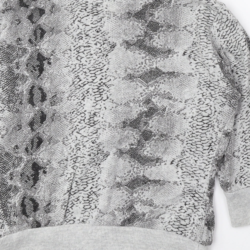Atmosphere Womens Grey Round Neck Animal Print Cotton Cardigan Jumper Size 8 - Snake Print