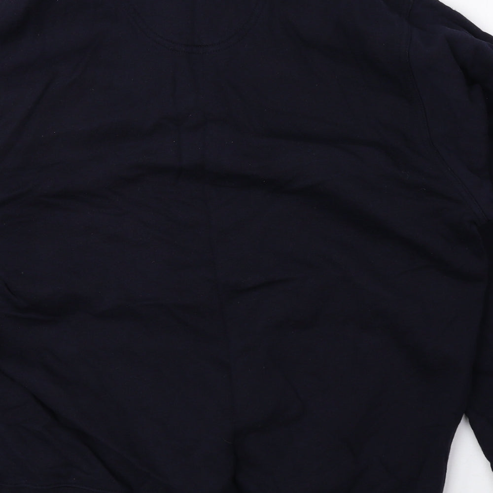 Blue Harbour Mens Blue Geometric Cotton Pullover Sweatshirt Size S