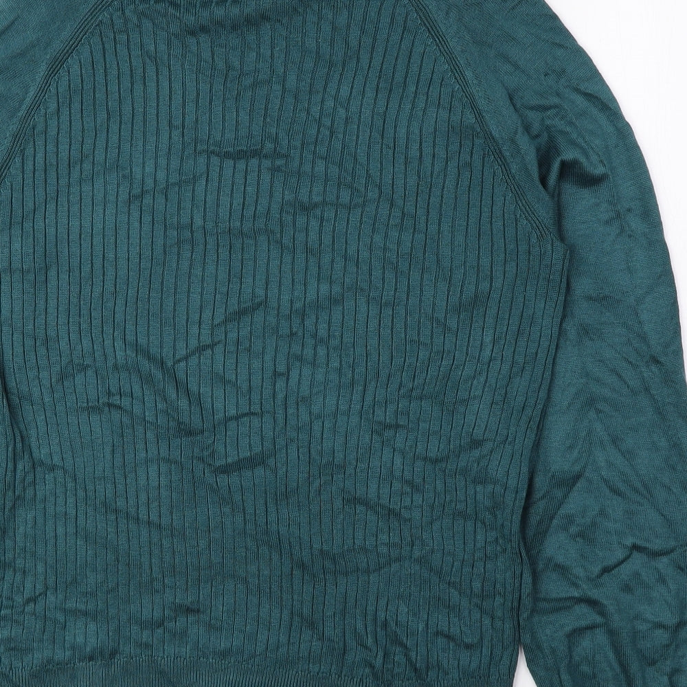 NEXT Womens Green Collared Viscose Pullover Jumper Size 14
