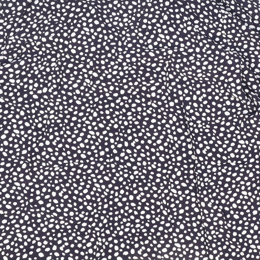 Marks & Spencer Womens Blue Polka Dot Viscose Basic Button-Up Size 8 Collared