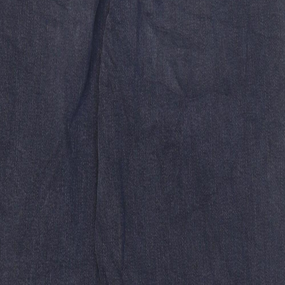 Marks & Spencer Womens Blue Cotton Mom Jeans Size 6 L28 in Regular Zip