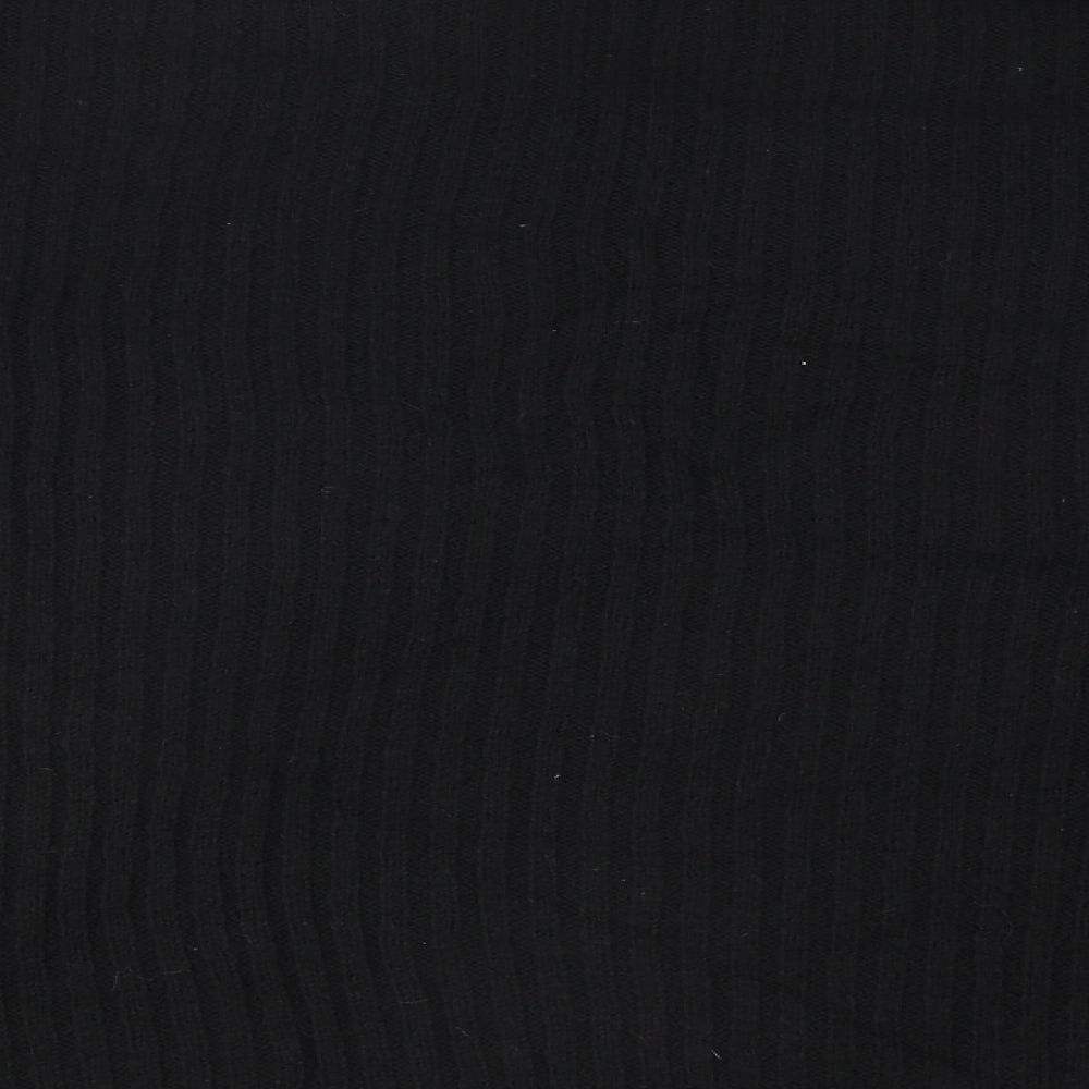 New Look Womens Black V-Neck Polyester Pullover Jumper Size L - Ribbed