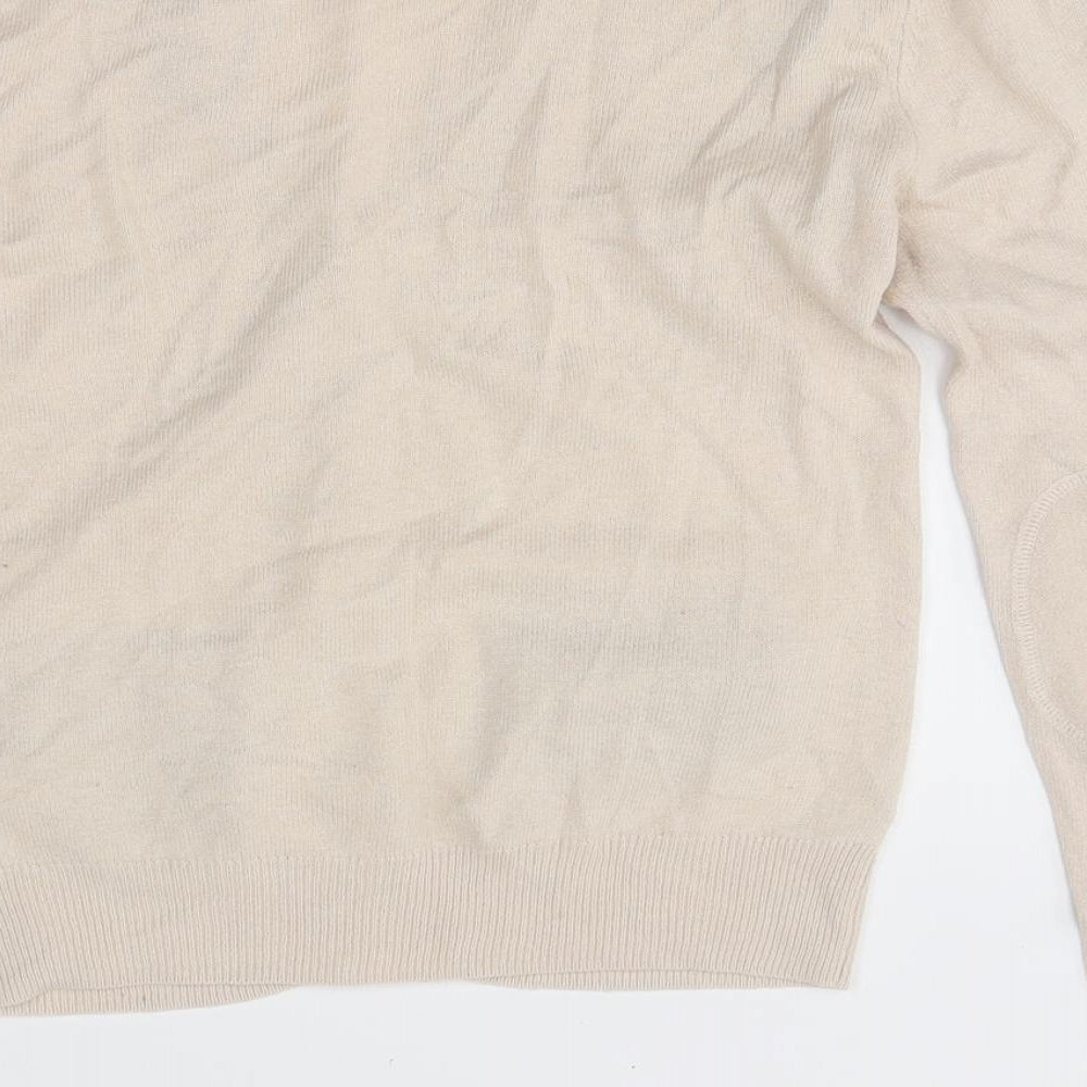 Devided Womens Beige V-Neck Polyester Cardigan Jumper Size 4